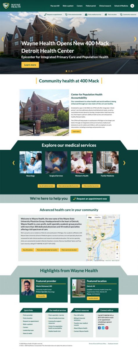 Wayne Health Homepage